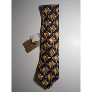 Jerry Garcia Stonehenge Gold Black Pattern Silk Neck Tie With Tag Mens Neckwear